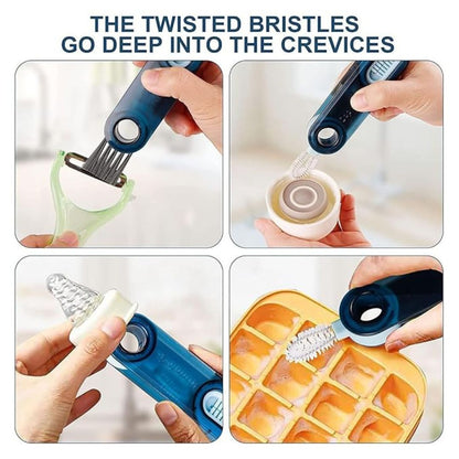 3-in-1 Multifunctional Cleaning Brush – Bottle, Lid & Kitchen Gap Cleaner | Pack of 2 (Multicolor) - Flymaster Shop