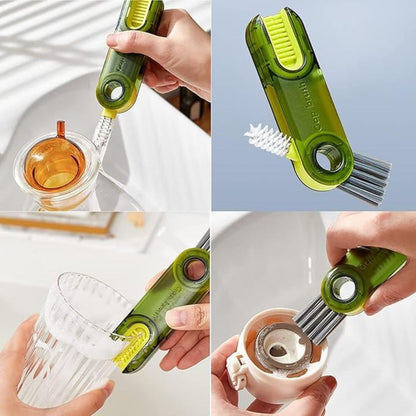 3-in-1 Multifunctional Cleaning Brush – Bottle, Lid & Kitchen Gap Cleaner | Pack of 2 (Multicolor) - Flymaster Shop