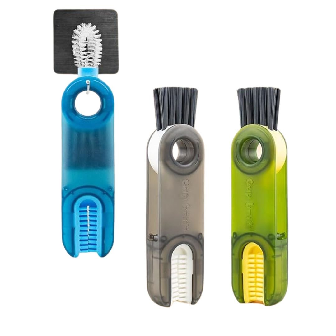 3-in-1 Multifunctional Cleaning Brush – Bottle, Lid & Kitchen Gap Cleaner | Pack of 2 (Multicolor) - Flymaster Shop
