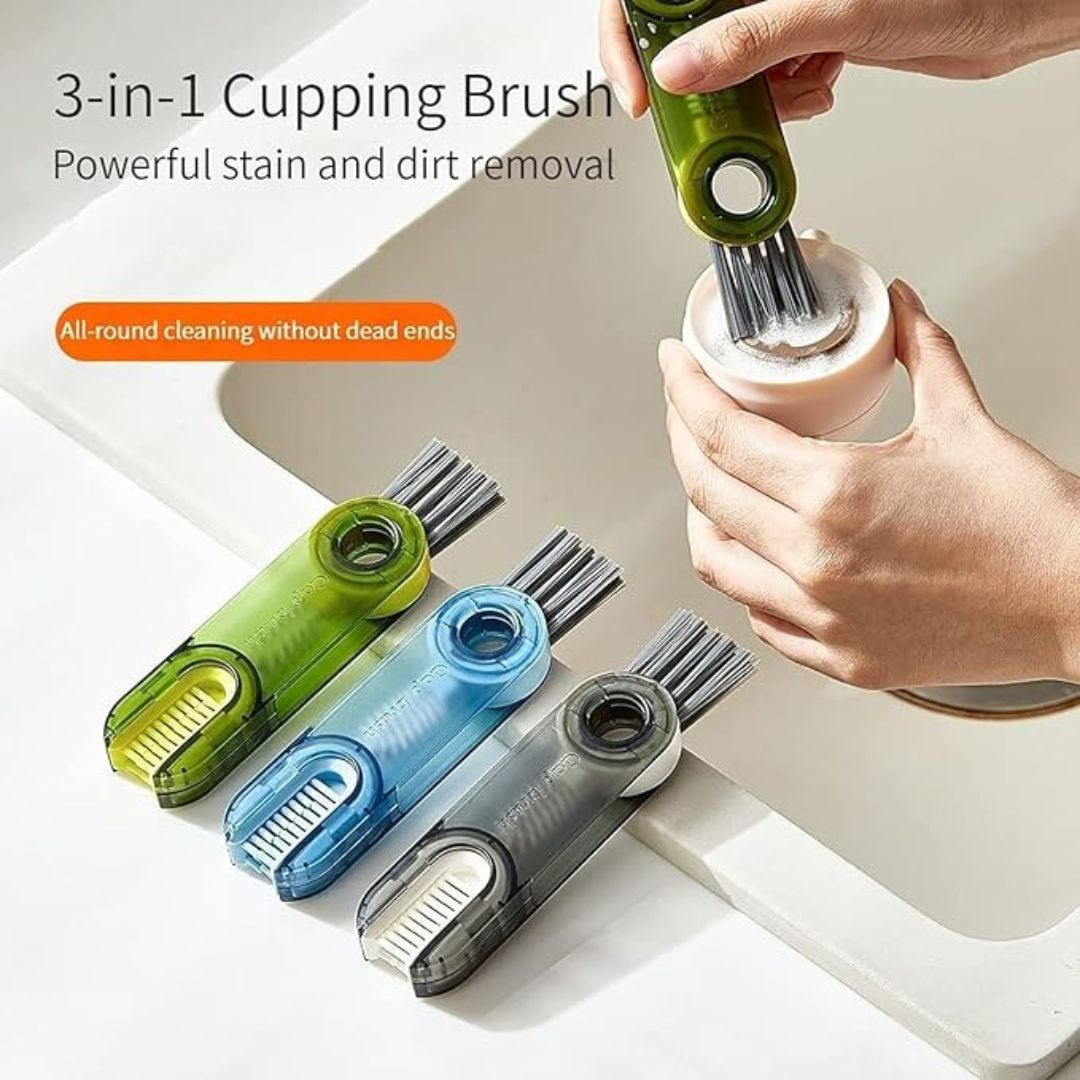 3-in-1 Multifunctional Cleaning Brush – Bottle, Lid & Kitchen Gap Cleaner | Pack of 2 (Multicolor) - Flymaster Shop