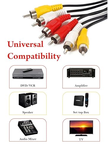 3 RCA Male to Male | Audio Video Cable | HDTV, LCD LED TV, Sound Bar, Set Top Box & Home Theater Studio | Black, High Quality Sound and Picture Transfer - Flymaster Shop