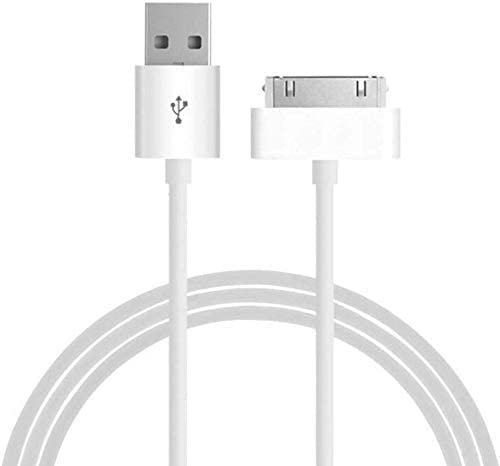 30 Pin USB Data Cable Charger – Compatible with iPhone 4/4S, iPad 2, iPod, iPhone 3G/3Gs (White) - Flymaster ShopFlymaster ShopB0BRWHWTJ9
