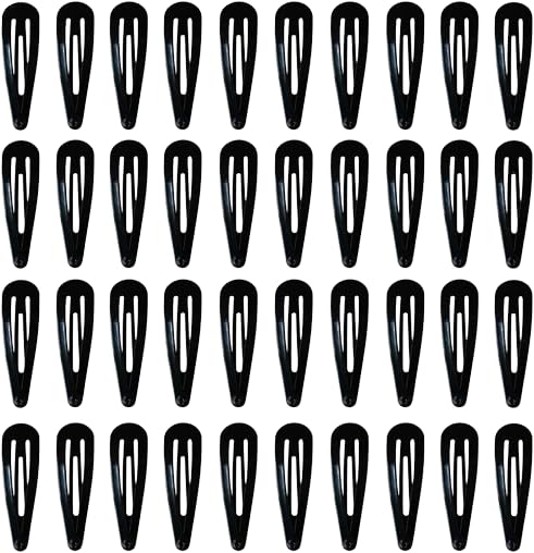40 Pack Black 2 Inch Barrettes with Metal Snap Clips | Hair Accessories | Women