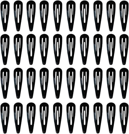 40 Pack Black 2 Inch Barrettes with Metal Snap Clips | Hair Accessories | Women