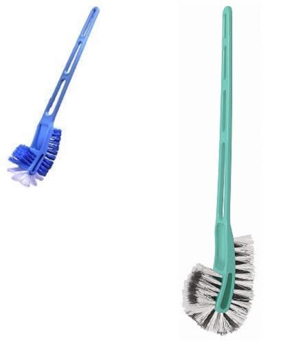 Toilet Cleaner Brush Combo, Toilet Cleaning Z5 Brush with Long Handle, Double Side Normal Bristles Toilet Brush (Mixed Colors, Set of 1)