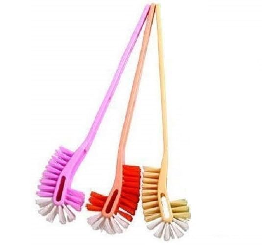 Toilet Cleaner Brush Combo, Toilet Cleaning Z5 Brush with Long Handle, Double Side Normal Bristles Toilet Brush (Mixed Colors, Set of 1)