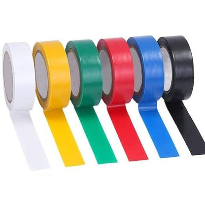 Electric Insulating Tape | Multipurpose and Water Proof | Suitable for Home and Outdoor Use | Includes 6 Multicolored Rolls