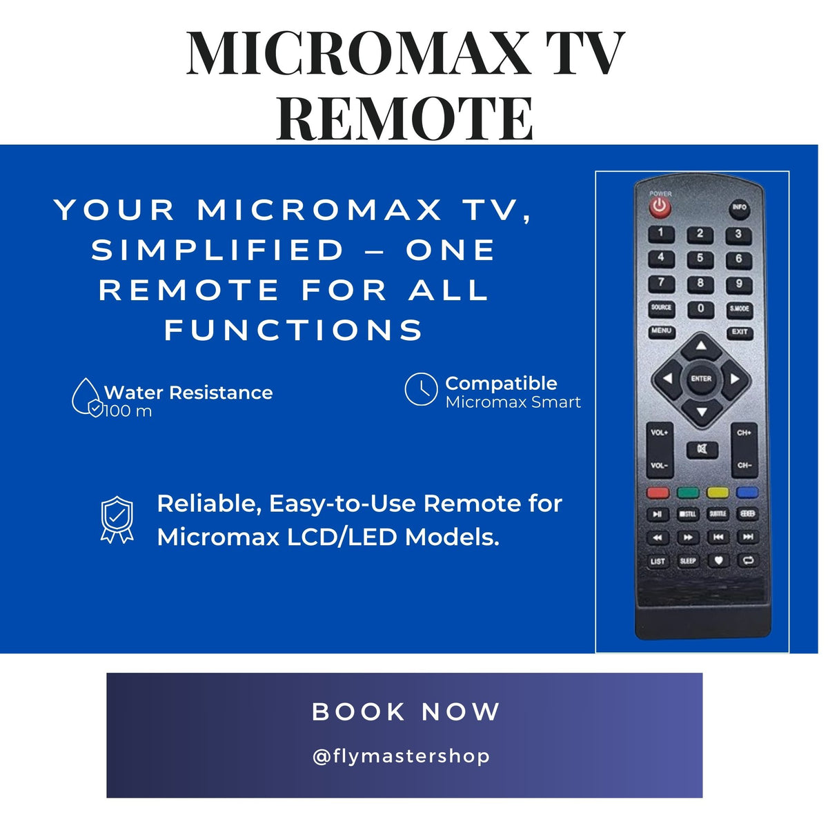 Micromax LCD/LED TV Remote Control | Easy Navigation & Control for LCD/LED TV Models.
