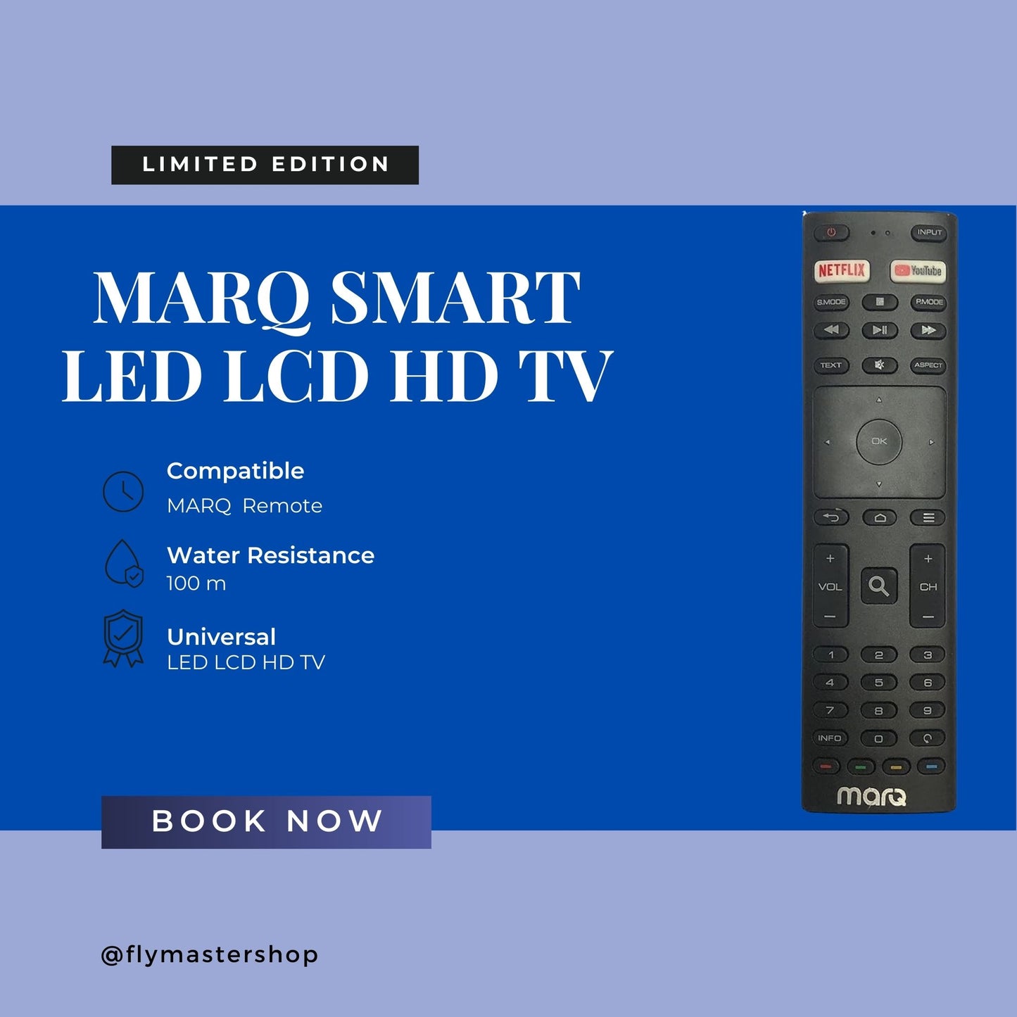 MARQ Smart LED/LCD TV Remote | Convenient Netflix & YouTube Control Functions.