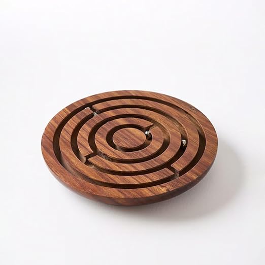 4" Handcrafted Wooden Labyrinth Maze Puzzle Game - Ball in a Maze Toy for Kids, Boys & Girls - Fun Indoor Brain Teaser, Skill-Building Puzzle Gift for All Ages. - Flymaster Shop