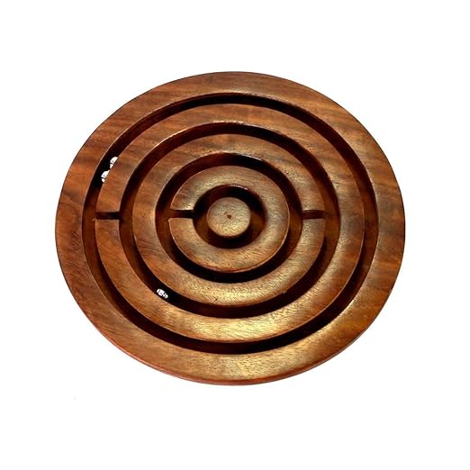 4" Handcrafted Wooden Labyrinth Maze Puzzle Game - Ball in a Maze Toy for Kids, Boys & Girls - Fun Indoor Brain Teaser, Skill-Building Puzzle Gift for All Ages. - Flymaster Shop