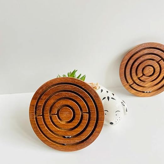 4" Handcrafted Wooden Labyrinth Maze Puzzle Game - Ball in a Maze Toy for Kids, Boys & Girls - Fun Indoor Brain Teaser, Skill-Building Puzzle Gift for All Ages. - Flymaster Shop