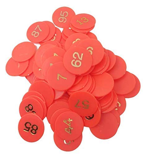 Plastic Numerical Token/Coins (1 To 100) Number Coins Yellow Colur(Small) (Coins Size 31Mm)