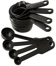 SLCE 8-Pieces Plastic Measuring Spoon and Cup Set (Black, Pack of 1)