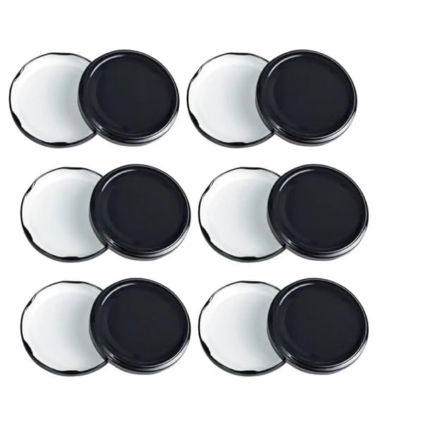 etal Storage Jar Lids, 82mm Black Airtight Caps for Glass Jars and Bottles, Pack of 6 (Only 6 Pcs Iid/Cap, Jars not included)