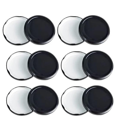 etal Storage Jar Lids, 82mm Black Airtight Caps for Glass Jars and Bottles, Pack of 6 (Only 6 Pcs Iid/Cap, Jars not included)