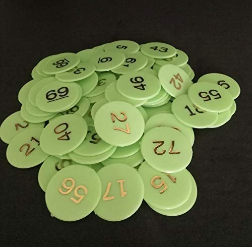 Plastic Numerical Token/Coins (1 To 100) Number Coins Yellow Colur(Small) (Coins Size 31Mm)