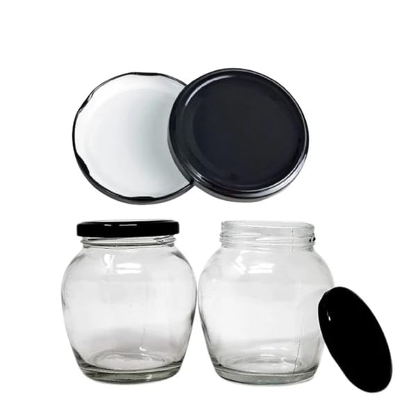 etal Storage Jar Lids, 82mm Black Airtight Caps for Glass Jars and Bottles, Pack of 6 (Only 6 Pcs Iid/Cap, Jars not included)