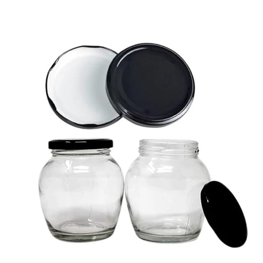 etal Storage Jar Lids, 82mm Black Airtight Caps for Glass Jars and Bottles, Pack of 6 (Only 6 Pcs Iid/Cap, Jars not included)