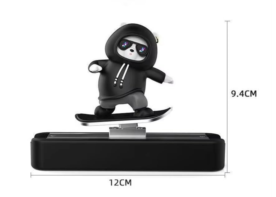 Car Skateboard Sliding Teddy Decoration (Black) – Cute Dashboard Figurine Showpiece for Car, Office, and Home Table Display car Accessories 2025