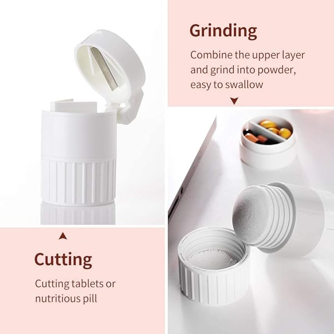 3 in 1 Function Tablet Cutter, Crusher & Pill Storage | Health | Double Tablet Storage, Water Storage Perfect For Carrying Cutting and Organising Medicines