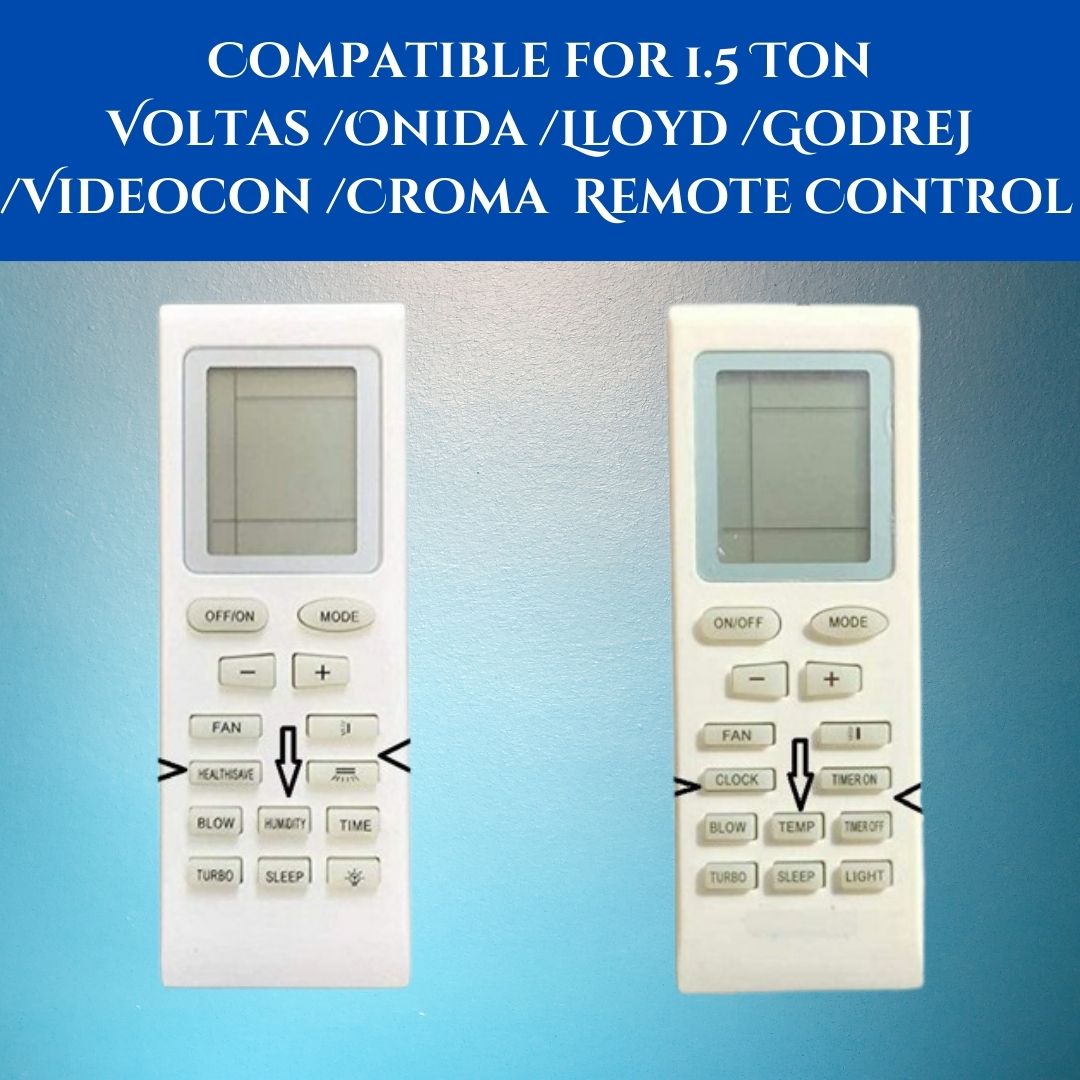 Universal Remote Control for Voltas, Onida, Lloyd, Godrej, Videocon, Croma ACs – Compatible with 1.5 Ton Window & Split Units – Pack of 1