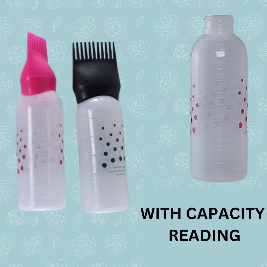 Premium Plastic Root Comb Oil Applicator Bottle with Graduated Scale - 200 ML, Multicolor (Pack of 2).