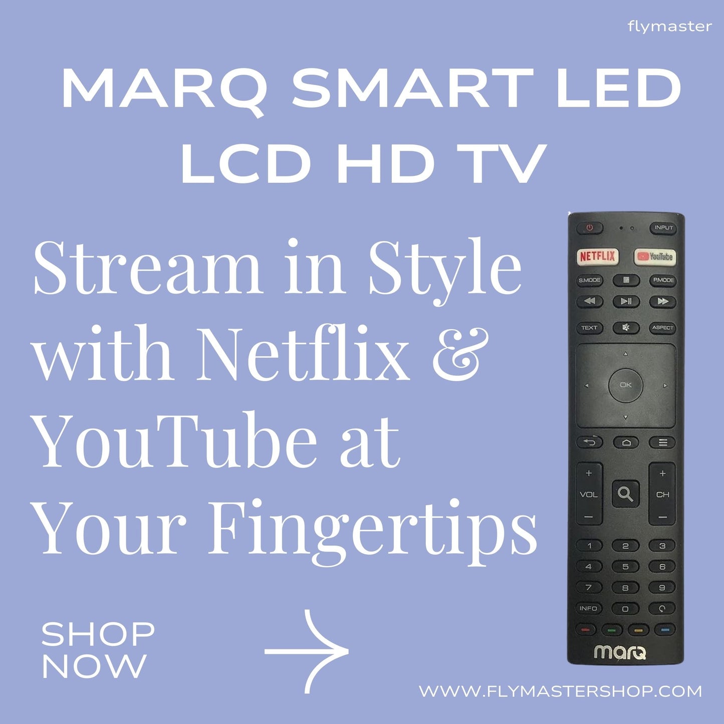 MARQ Smart LED/LCD TV Remote | Convenient Netflix & YouTube Control Functions.