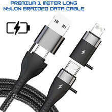 Flymaster 4 in 1 Fast Charging USB Cable, Compatible with Oppo/Samsung/Vivo/Realme/iPhones, 65W Type C to Type C, 60W USB to Type C, 30W Type C to 8 Pin iOS, 15W USB to iOS, Nylon Braided(1M Black)