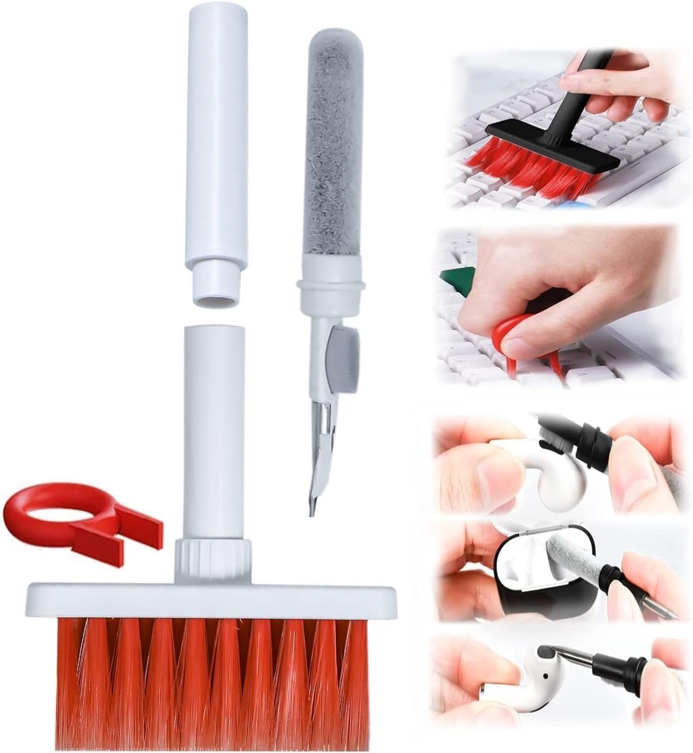 5 in 1 Soft Brush Multi-Function Cleaning Tools Kit for Keyboard & Earphone Cleaner Soft High-Density Brush Set with Keycap Puller Corner Gap Duster Gadget for Laptop Air pods Pro Camera Lens - Flymaster Shop