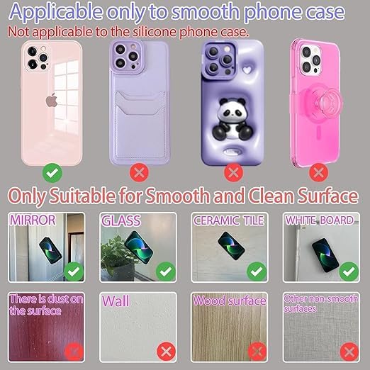 Suction Phone Case (Pack of 3, Multicolour) – Anti-Slip Silicone Back Cover, Multipurpose Hands-Free Sticky Pads for Selfies, Videos, Mirror, Shower, Car Dashboard & Windshield Mount.