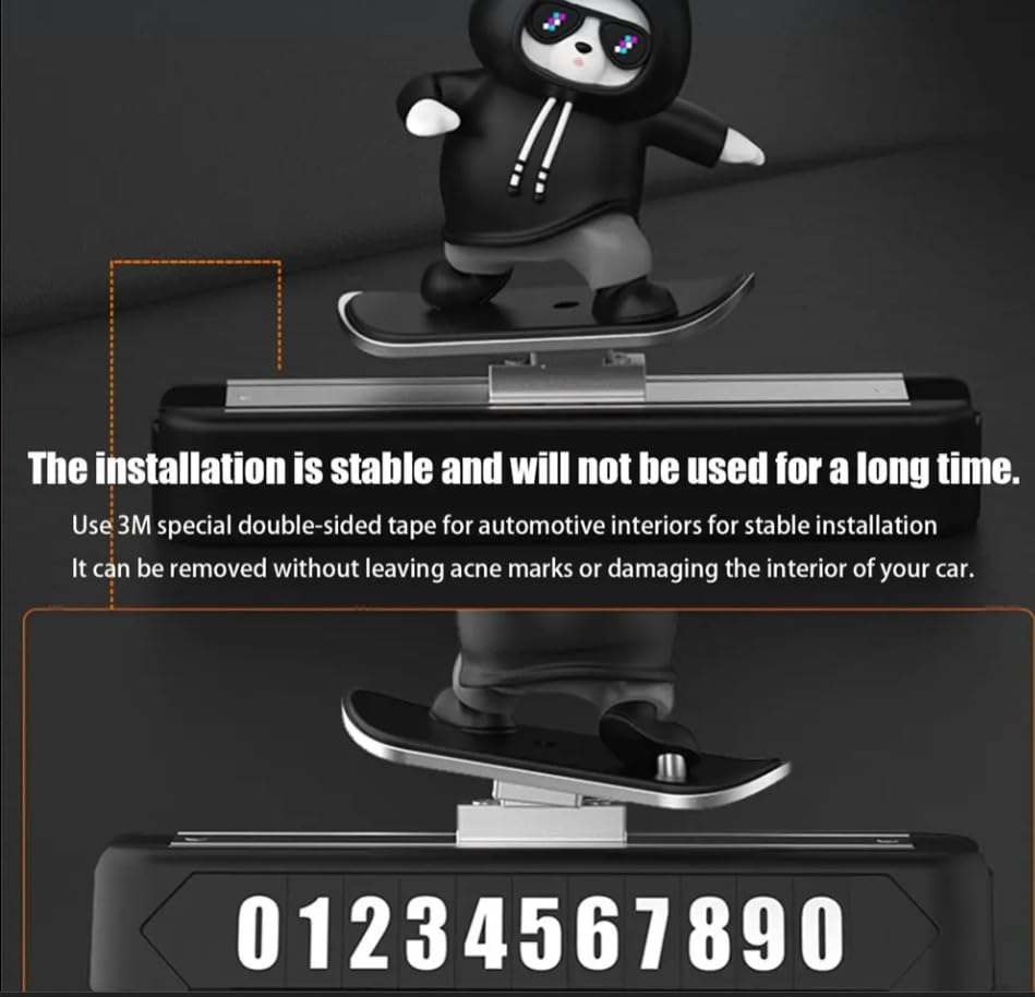Car Skateboard Sliding Teddy Decoration (Black) – Cute Dashboard Figurine Showpiece for Car, Office, and Home Table Display car Accessories 2025
