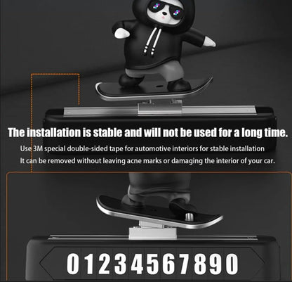 Car Skateboard Sliding Teddy Decoration (Black) – Cute Dashboard Figurine Showpiece for Car, Office, and Home Table Display car Accessories 2025