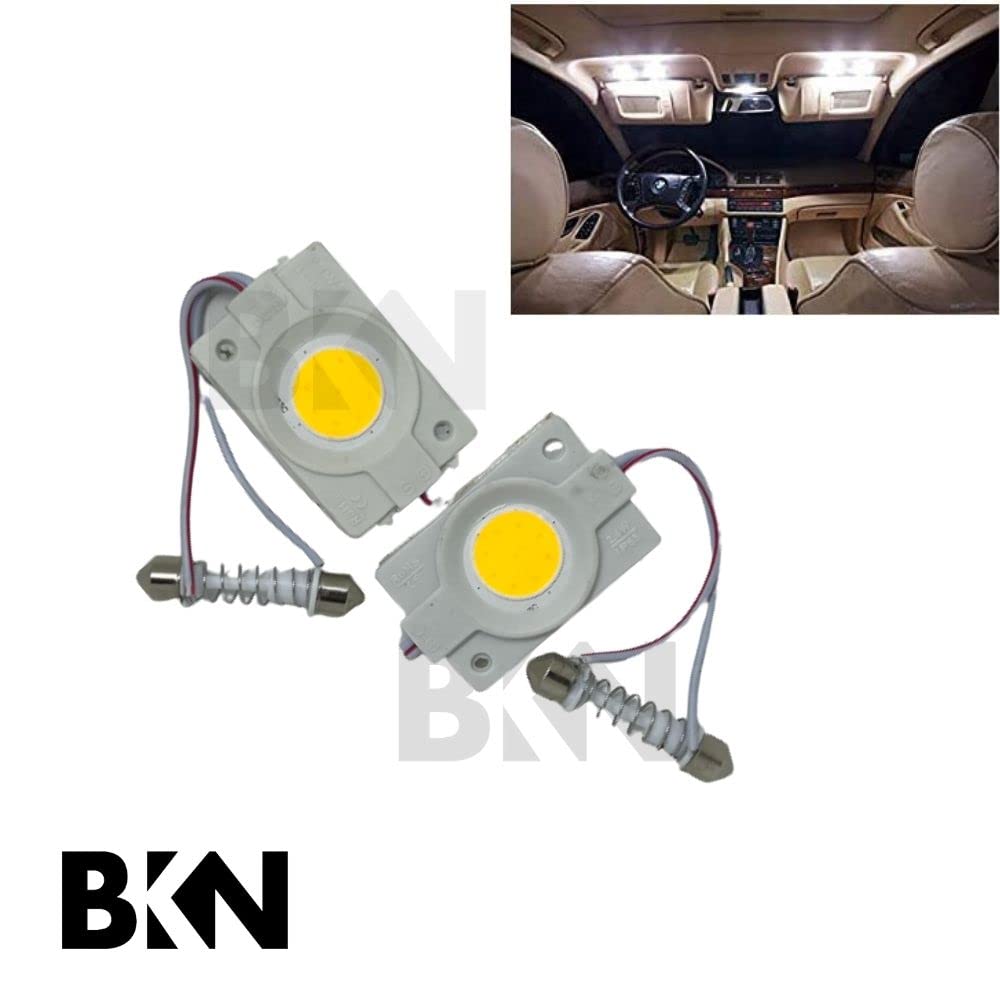 LED Light for Cars Interior COB Roof Light Bright 12Volts DC universal for all cars - Set of 2 (Warm White Color)