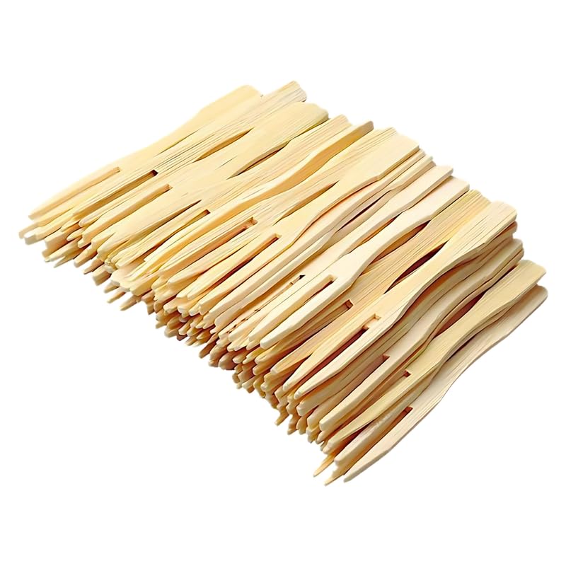 Disposable Wooden Fruit Fork Sets | 3 Inch | Pack of 140 | Mini Fork for Snacks, Appetizers, and Desserts | Eco-Friendly Bamboo Cutlery for Parties and Events | Mini Cocktail Picks