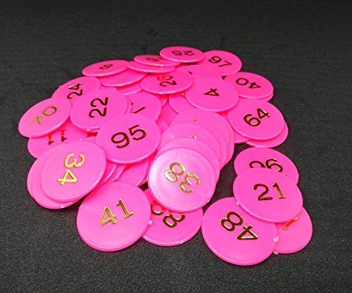 Plastic Numerical Token/Coins (1 To 100) Number Coins Yellow Colur(Small) (Coins Size 31Mm)