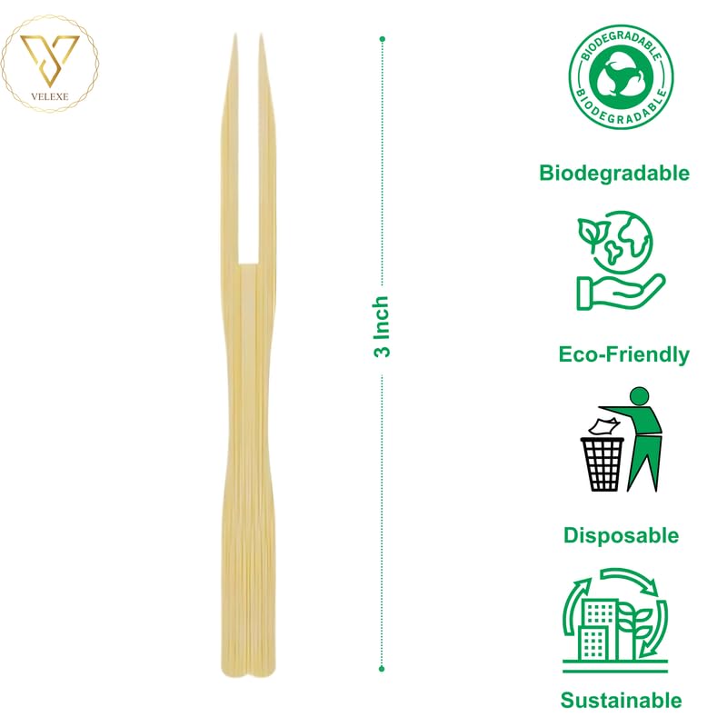 Disposable Wooden Fruit Fork Sets | 3 Inch | Pack of 140 | Mini Fork for Snacks, Appetizers, and Desserts | Eco-Friendly Bamboo Cutlery for Parties and Events | Mini Cocktail Picks