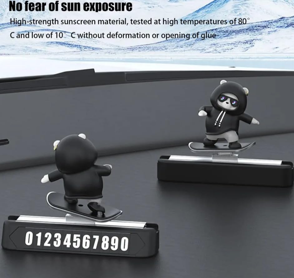 Car Skateboard Sliding Teddy Decoration (Black) – Cute Dashboard Figurine Showpiece for Car, Office, and Home Table Display car Accessories 2025