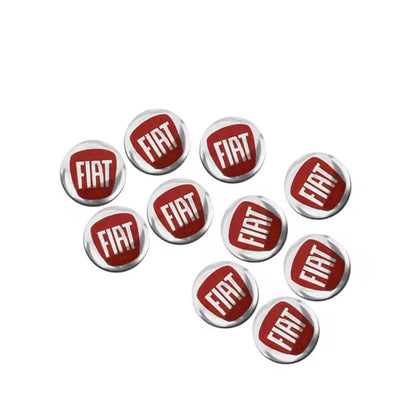 Fiat Car Aluminum Remote Key Logo Emblem Stickers, Red and Silver, for Punto Linea, 1 Pack