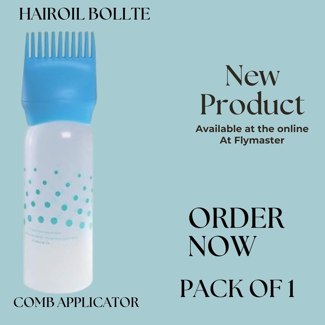 Premium Plastic Root Comb Oil Applicator Bottle with Graduated Scale - 200 ML, Multicolor (Pack of 2).