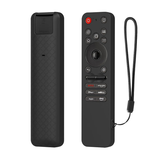 Silicone Tv Remote Cover Compatible with LG Smart TV Remote Cover - 2025 and Above Model LG MR25GA TV Protective Case with Lanyard [Remote NOT Included] (Black)