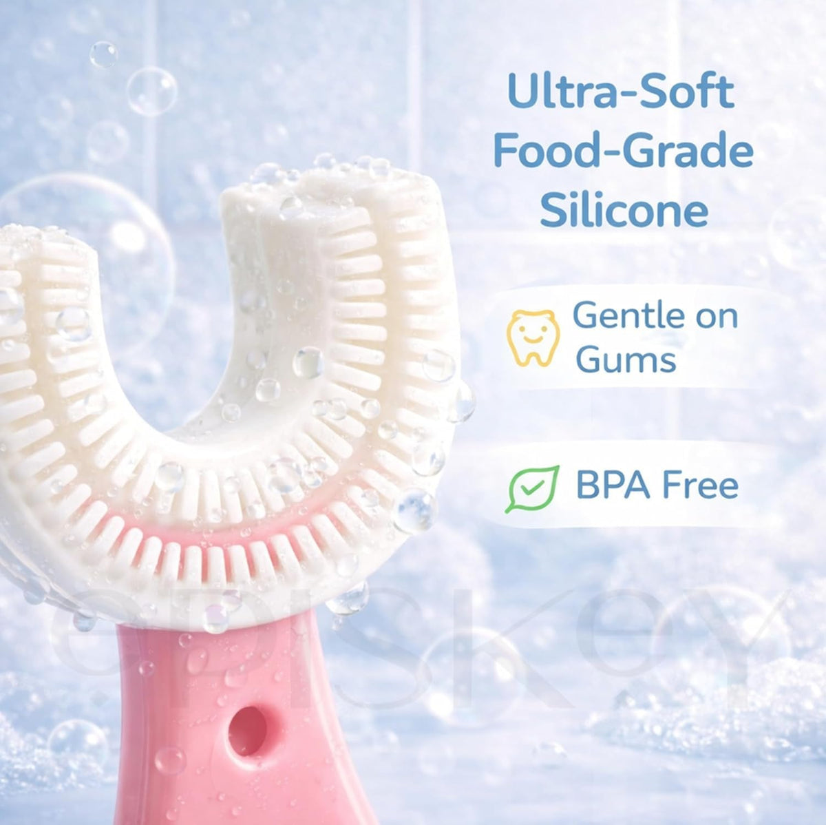 Kids U-Shape Silicone Toothbrush for Children 2–12 Years | Soft Food-Grade Silicone Whole Mouth Cleaning Toothbrush | Gentle on Gums | Easy Grip Handle (BABY_BRUSH)