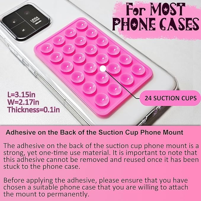 Suction Phone Case (Pack of 3, Multicolour) – Anti-Slip Silicone Back Cover, Multipurpose Hands-Free Sticky Pads for Selfies, Videos, Mirror, Shower, Car Dashboard & Windshield Mount.