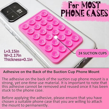 Suction Phone Case (Pack of 3, Multicolour) – Anti-Slip Silicone Back Cover, Multipurpose Hands-Free Sticky Pads for Selfies, Videos, Mirror, Shower, Car Dashboard & Windshield Mount.