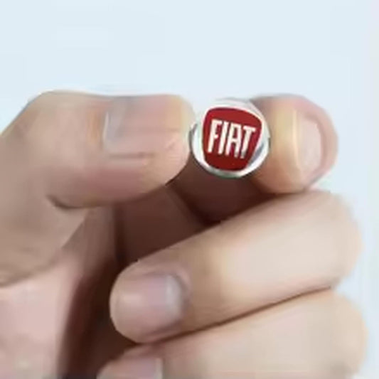 Fiat Car Aluminum Remote Key Logo Emblem Stickers, Red and Silver, for Punto Linea, 1 Pack