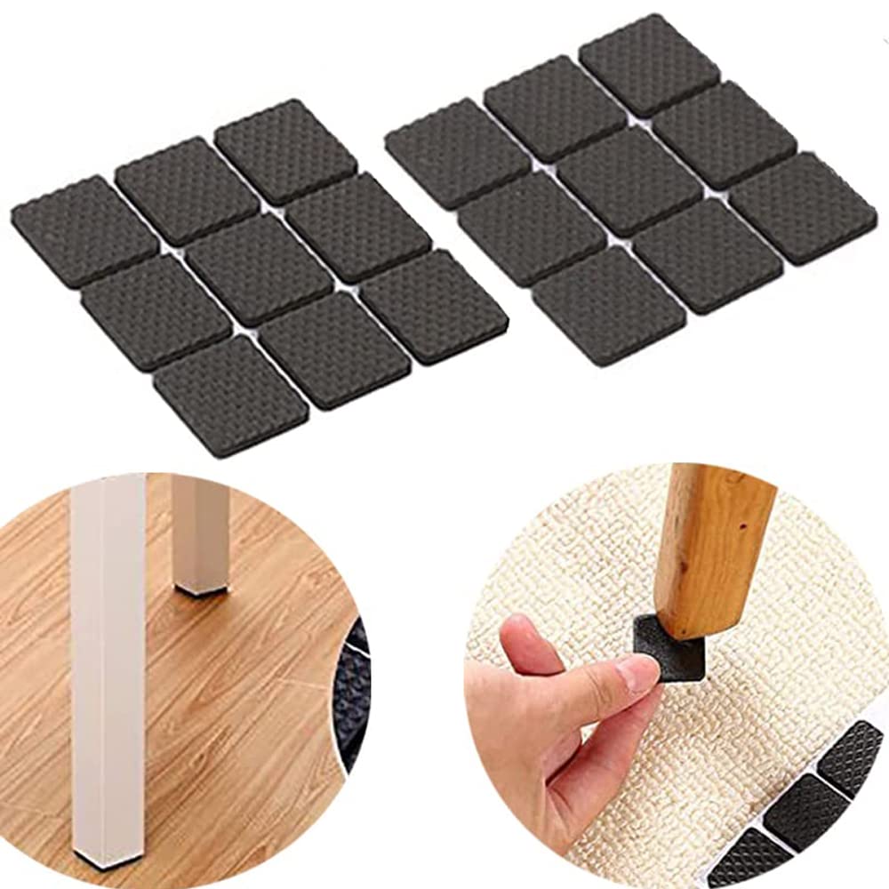 18Pc Self Adhesive Black Square Soft EVA Like Rubber Furniture Protection Non Slip Anti Skid Scratch Proof Buffer Bumper Floor Noise Insulation Bush Leg Pads Guards