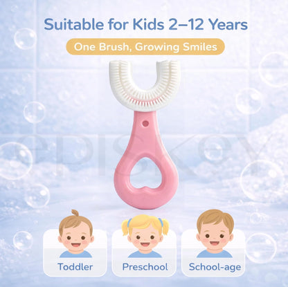 Kids U-Shape Silicone Toothbrush for Children 2–12 Years | Soft Food-Grade Silicone Whole Mouth Cleaning Toothbrush | Gentle on Gums | Easy Grip Handle (BABY_BRUSH)