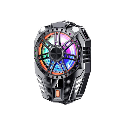 Mobile Cooling Pad with RGB LED Lighting, Type-C Power Interface, Gaming Fan for Instant Cooling, Advanced Refrigeration Chip, Temperature Display, Compatible with Android and iPhone, Black