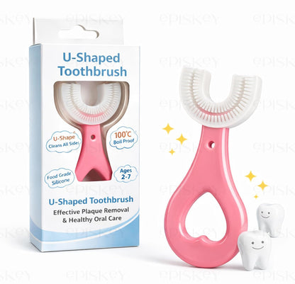 Kids U-Shape Silicone Toothbrush for Children 2–12 Years | Soft Food-Grade Silicone Whole Mouth Cleaning Toothbrush | Gentle on Gums | Easy Grip Handle (BABY_BRUSH)