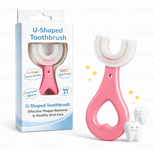 Kids U-Shape Silicone Toothbrush for Children 2–12 Years | Soft Food-Grade Silicone Whole Mouth Cleaning Toothbrush | Gentle on Gums | Easy Grip Handle (BABY_BRUSH)